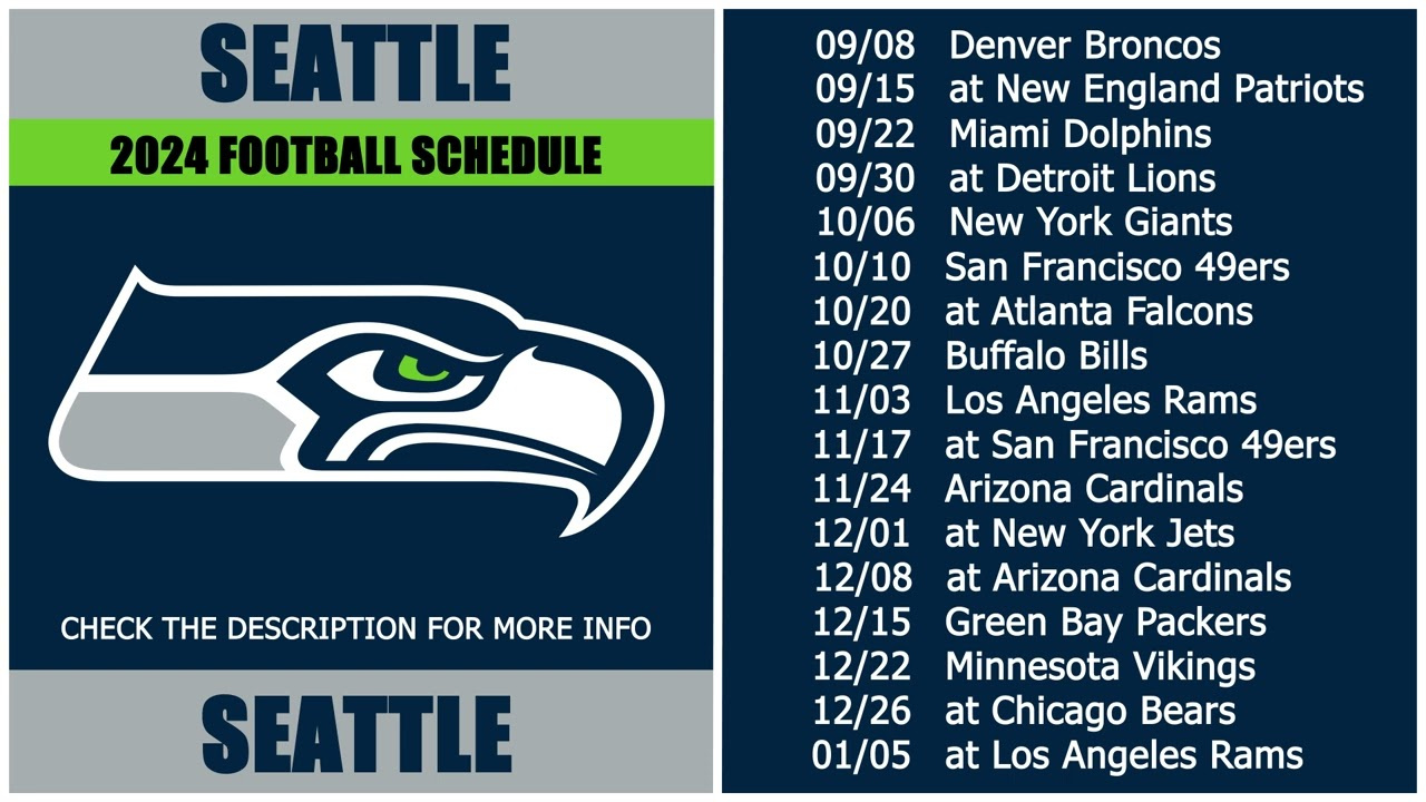 2024 Seattle Seahawks Football Schedule in Seahawks Schedule 2024 Printable