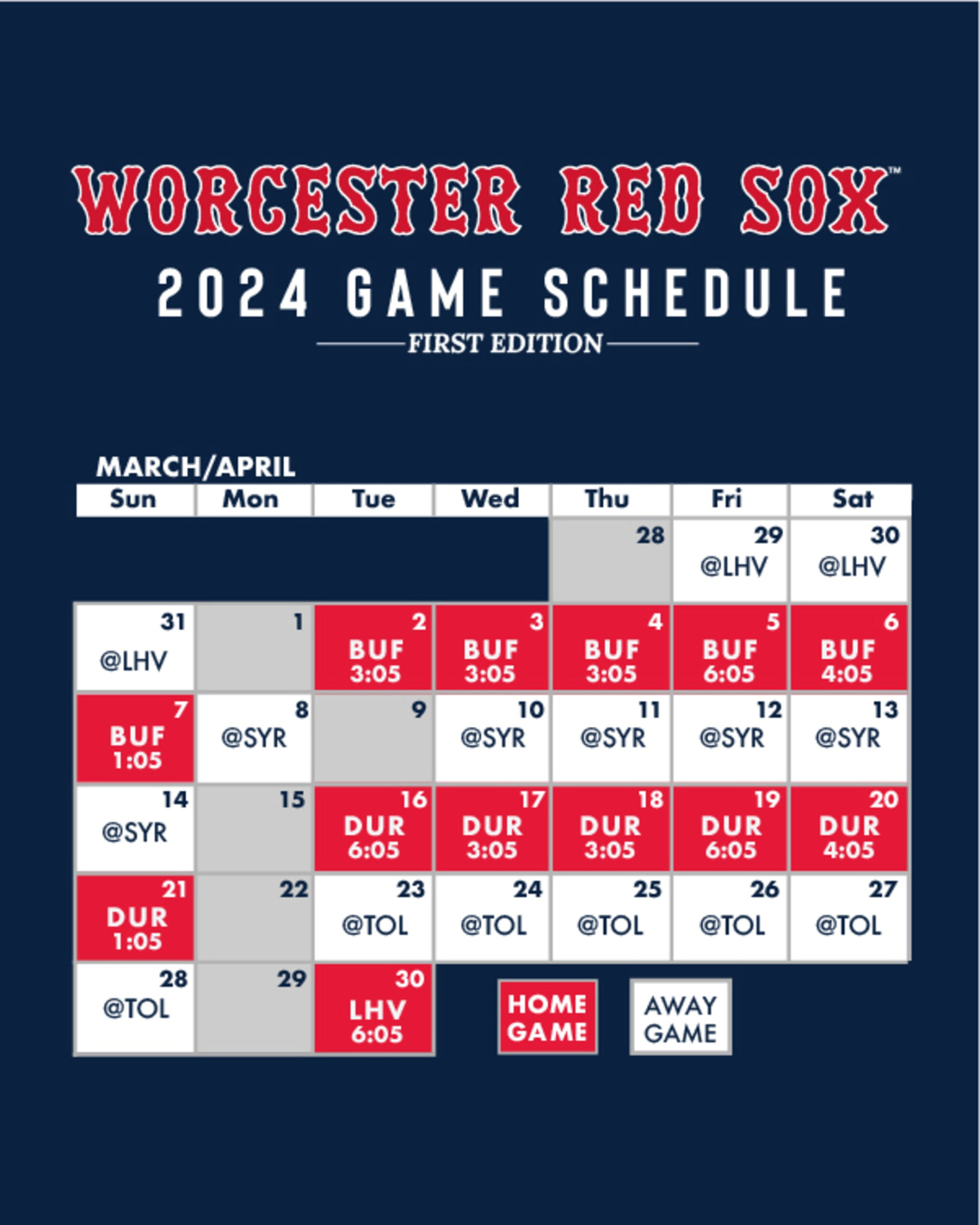 2024 Woosox Schedule | Red Sox inside Red Sox Schedule 2024 Printable