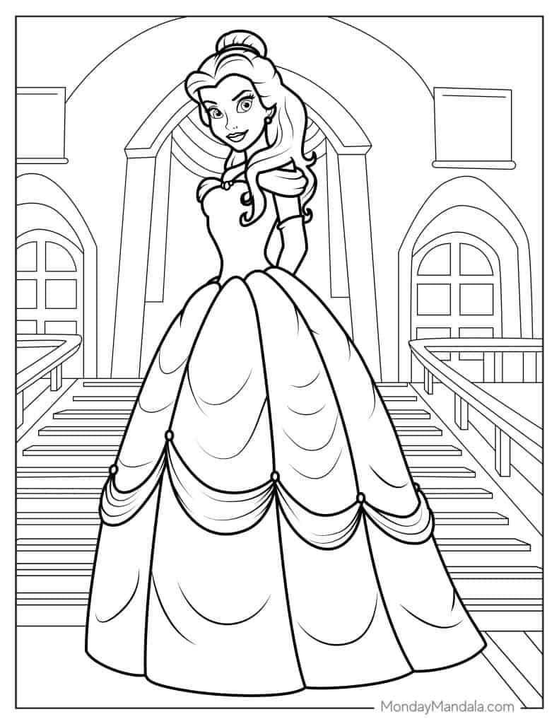 24 Belle Coloring Pages (Free Pdf Printables) within Printable Princess PicturesColor