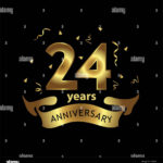 24 Years Anniversary Golden. Anniversary Template Design For Web Within Printable 24th Anniversary Card