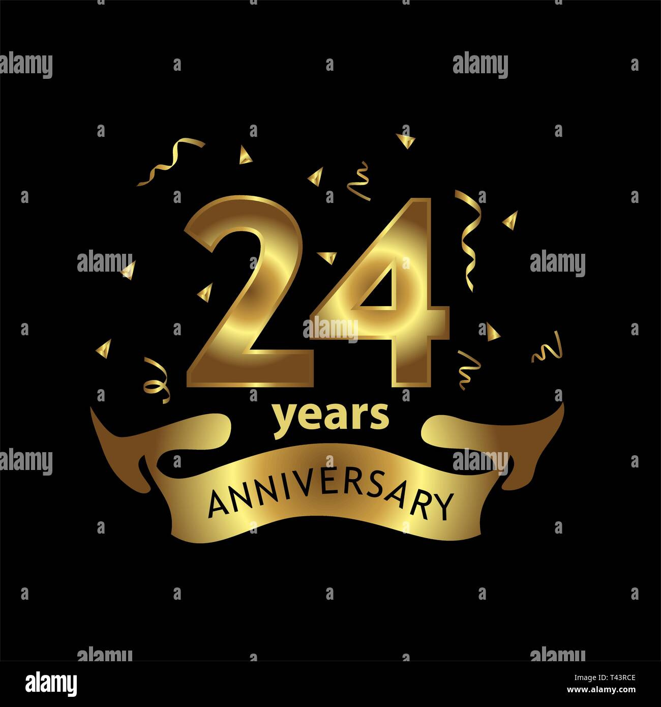 24 Years Anniversary Golden. Anniversary Template Design For Web within Printable 24th Anniversary Card