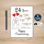 24Th Anniversary Card, Printable 24Th Anniversary Card, 24 Year In Printable 24Th Anniversary Card