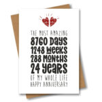 24Th Anniversary Card   The Most Amazing Twenty Four 24 Years Of My Life With Printable 24th Anniversary Card