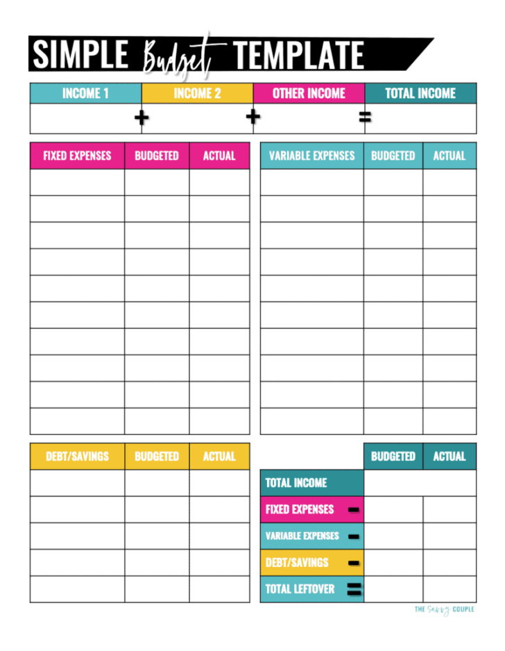 Free Printable Budget Templates