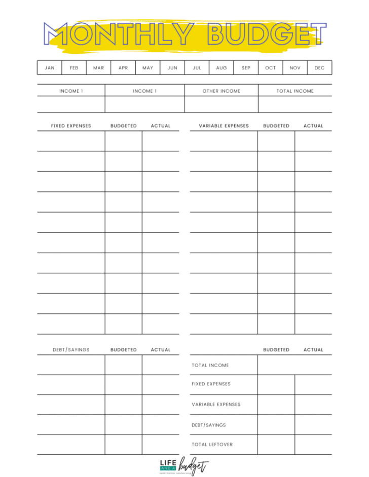 Printable Budget Worksheet Free