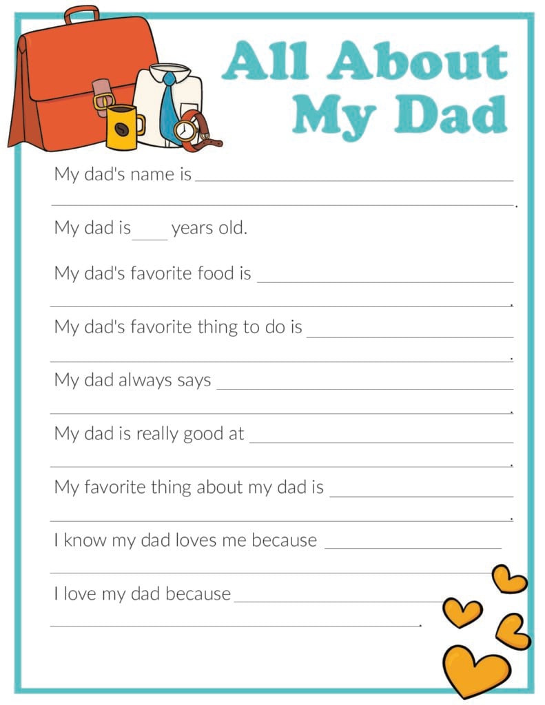 3 Free &amp;quot;All About My Dad&amp;quot; Printables for All About Dad Printable