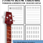 3 String Blank Tablature Workbook & Reference For Cigar Box Guitar Regarding 3 String Blankguitar Chord Printable