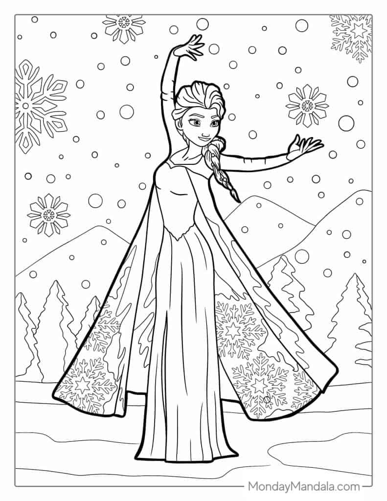 30 Frozen Coloring Pages (Free Pdf Printables) throughout Elsa Printable Colouring Pages