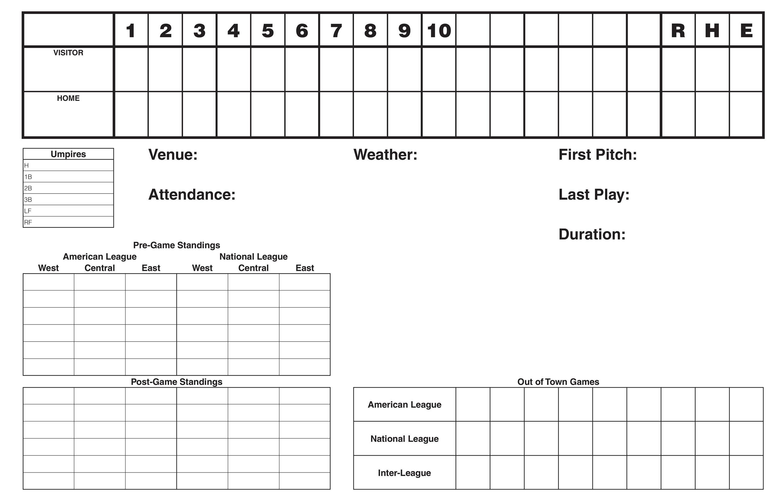 30+ Printable Baseball Scoresheet / Scorecard Templates ᐅ Templatelab inside 9 Inning Baseball Game Printable