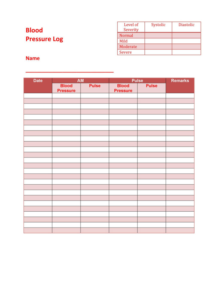 Free Blood Pressure Log Printable