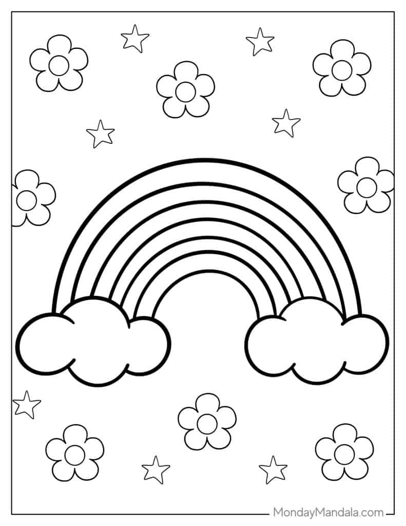 36 Rainbow Coloring Pages (Free Pdf Printables) in Rainbow Coloring Sheet Printable