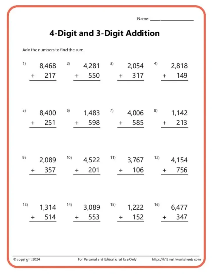 3rd Grade Math Worksheets Printable