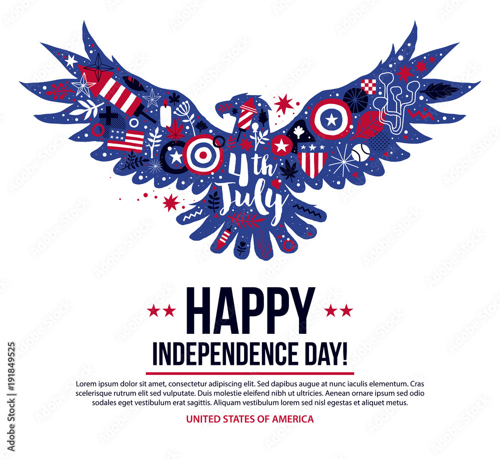 4 July Independence Day Banner Template With Illustration Of with regard to Printable 4th of July Eagle Stencils