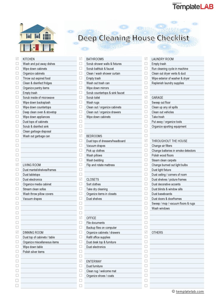 Home Cleaning Checklist Printable