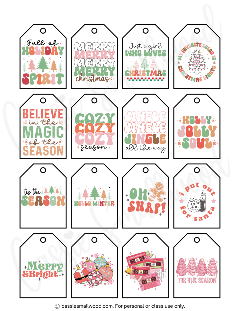 400+ Cutest Printable Christmas Tags (Free Pdf) - Cassie Smallwood in Christmas Gift Tags Free Printable