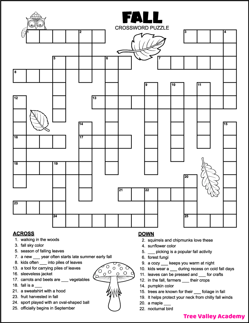 44 Crossword Puzzles For Kids - Tree Valley Academy throughout Printable Crossword Puzzles For Kids