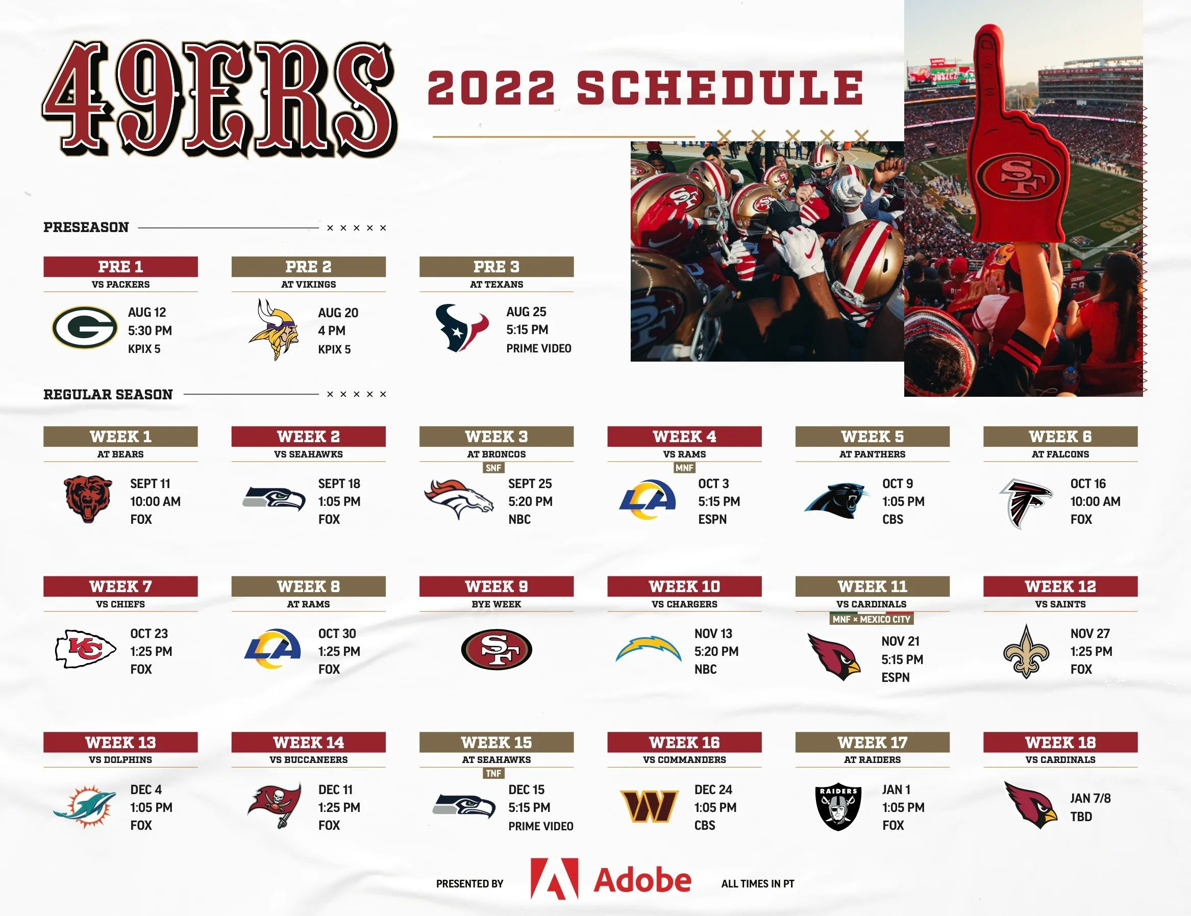 49Er Calendar 2024 in 49Ers Schedule 2024 Printable