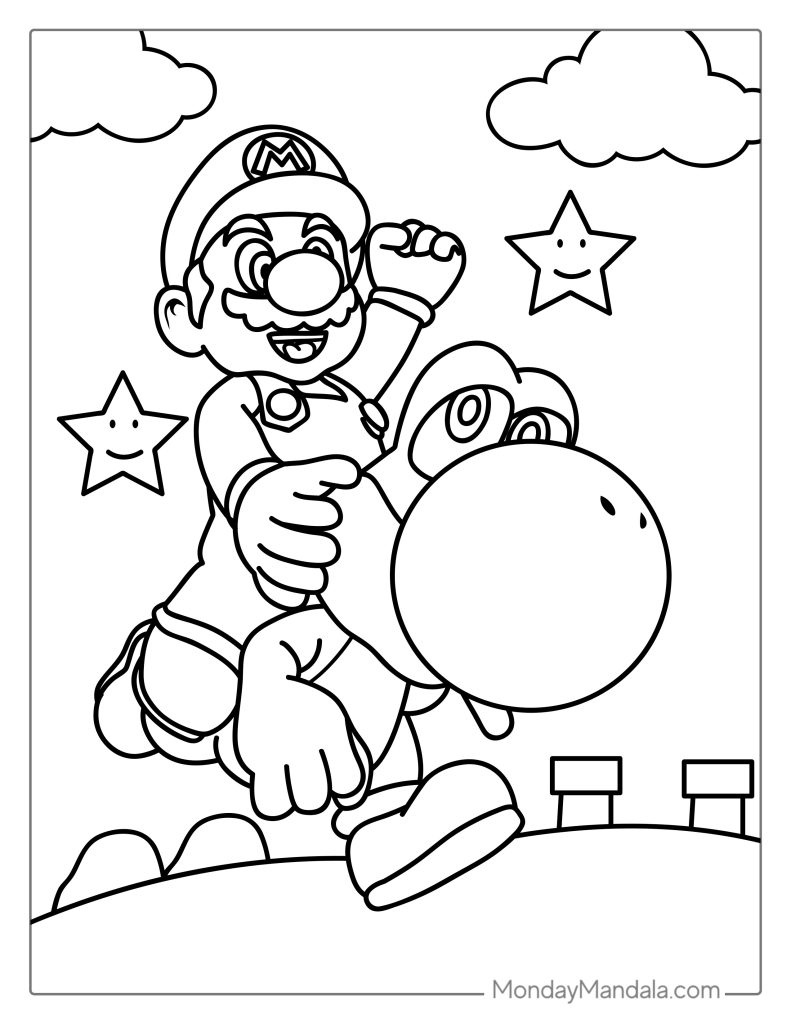 50 Mario Coloring Pages (Free Pdf Printables) for Mario Printable Coloring Sheets