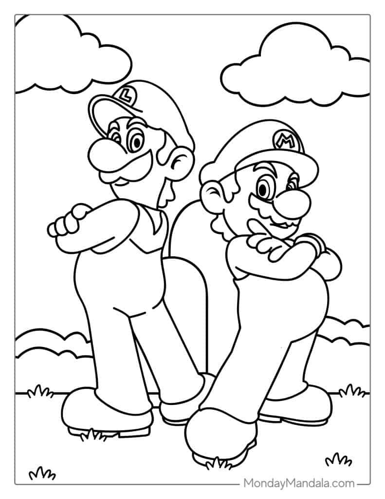 50 Mario Coloring Pages (Free Pdf Printables) with Mario Brothers Printable Coloring Sheets