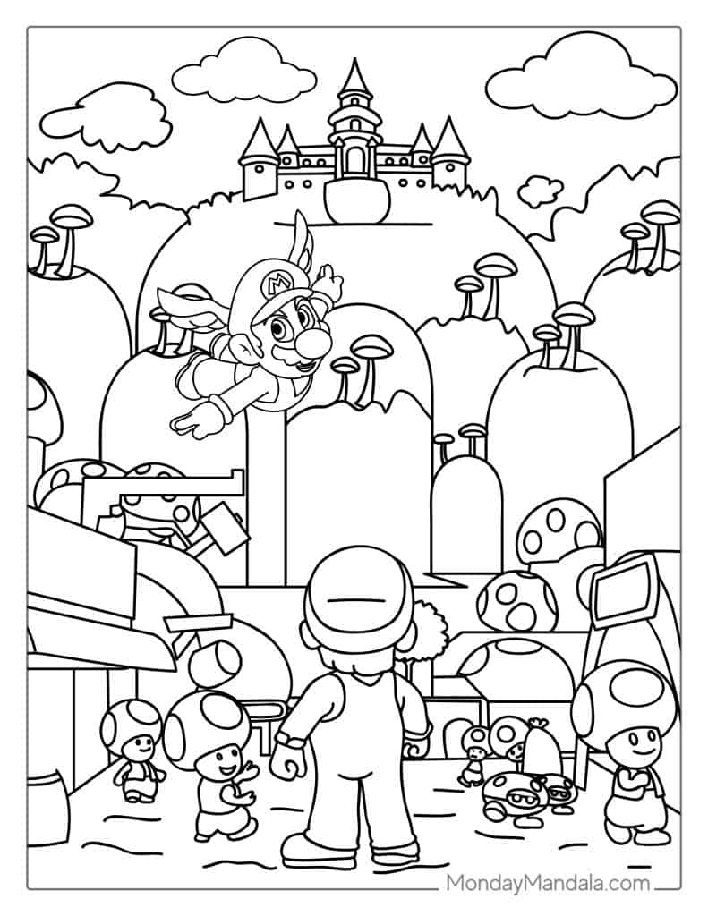 50 Mario Coloring Pages (Free Pdf Printables) with Super Mario Coloring Printables