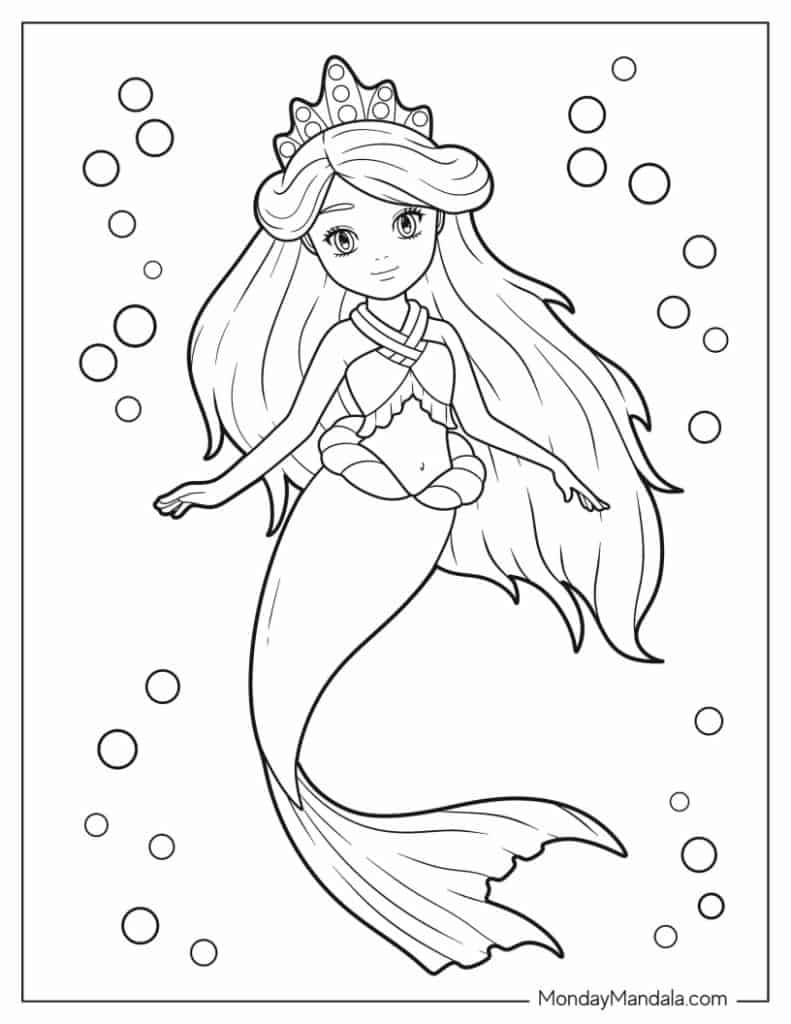 50 Mermaid Coloring Pages (Free Pdf Printables) inside Printable Coloring Pictures of Mermaids