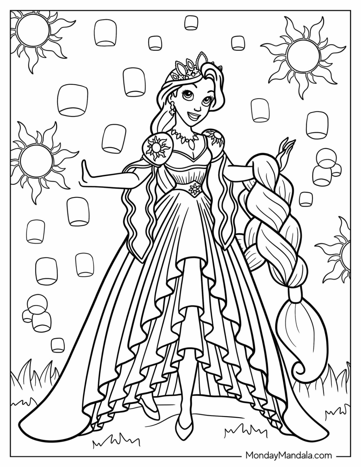 500 Princess Coloring Pages (Free Pdf Printables) pertaining to Princess Coloring Sheets Printable