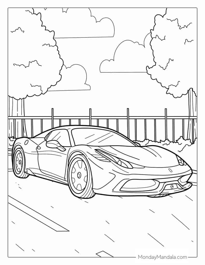 52 Car Coloring Pages (Free Pdf Printables) with regard to Car Printable Coloring Sheets