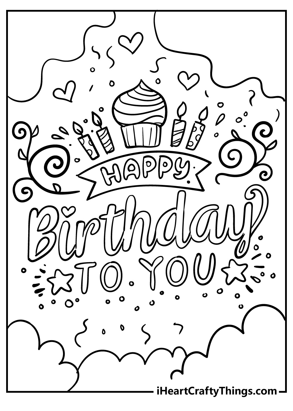 56 Happy Birthday Coloring Pages &amp;amp; Cards (100% Free) for Printable Birthday Cards Free Black And White Dad 42