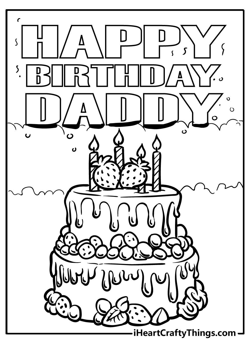 56 Happy Birthday Coloring Pages &amp;amp; Cards (100% Free) within Printable Birthday Cards Free Black And White Dad 42