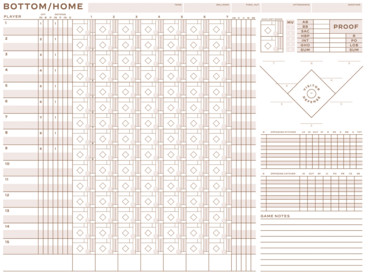 Baseball Scoring Sheet Printable