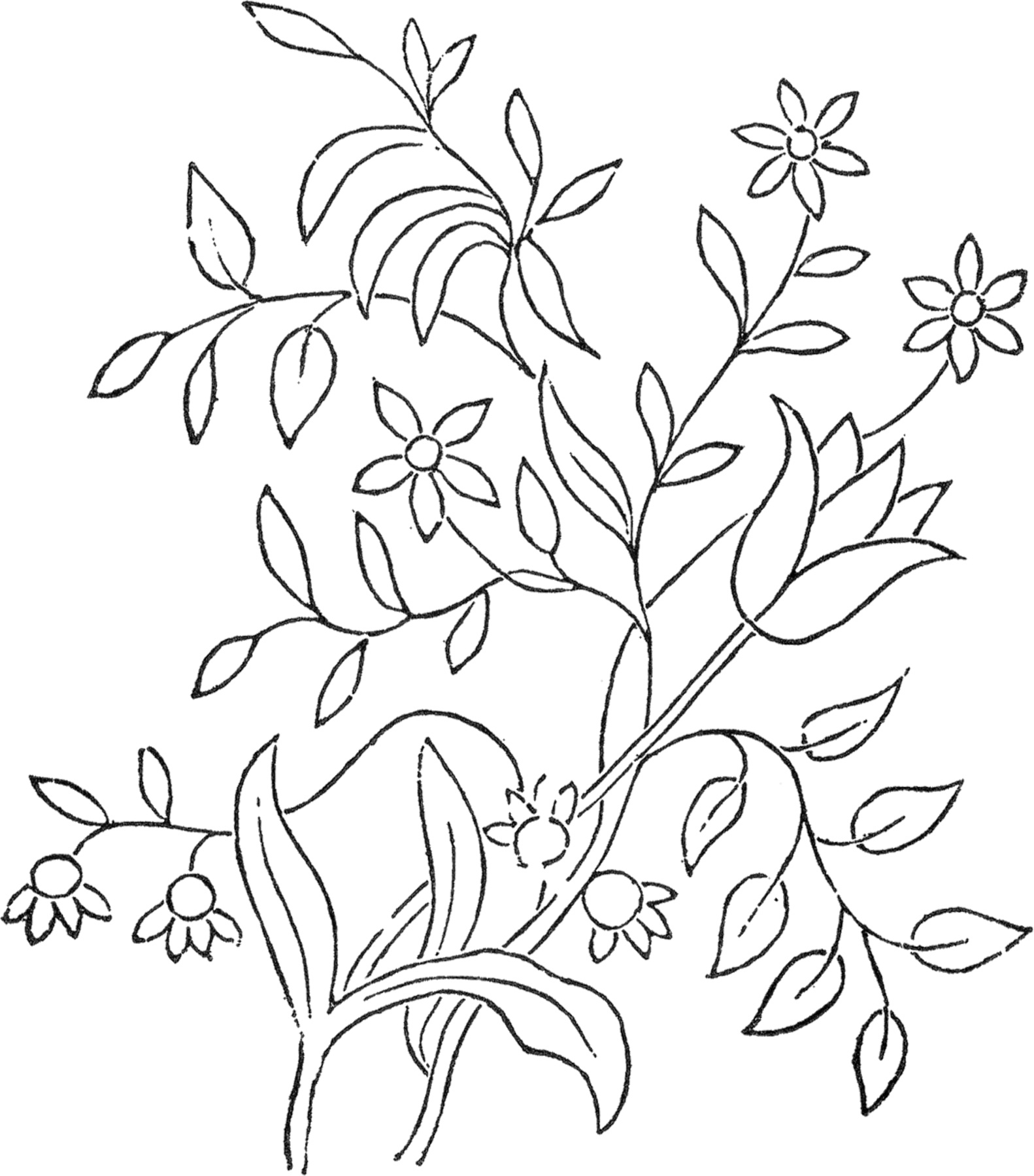 7 Printable Flower Embroidery Patterns! - The Graphics Fairy intended for Stensil For Embroidery For Towels Printable