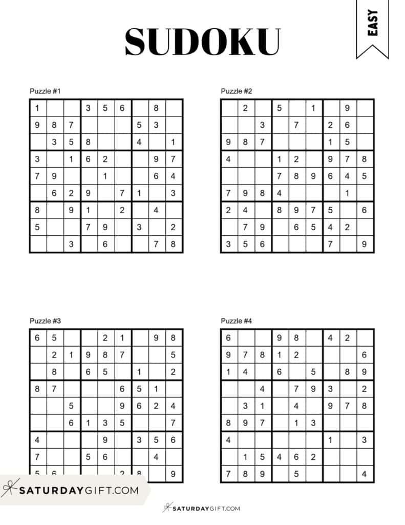 72 Free Printable Sudoku Puzzles | Saturdaygift pertaining to Free Printable Sudoku Puzzles