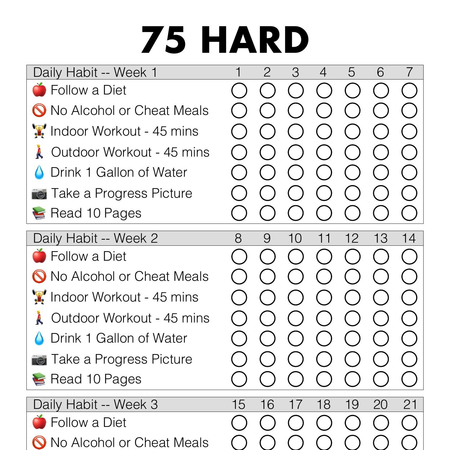 75 Hard Tracker.pdf | Docdroid inside 75 Hard Challenge Printable