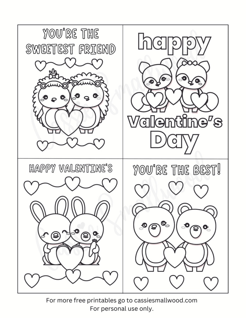 93 Cutest Printable Valentine&amp;#039;S Day Cards To Color - Cassie Smallwood regarding Foldable Printable Valentines Day CardsColor