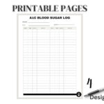 A1C Blood Glucose Tracker, Printable Blood Sugar Log, Medical Within Weekly Printable Aic Chart Printable