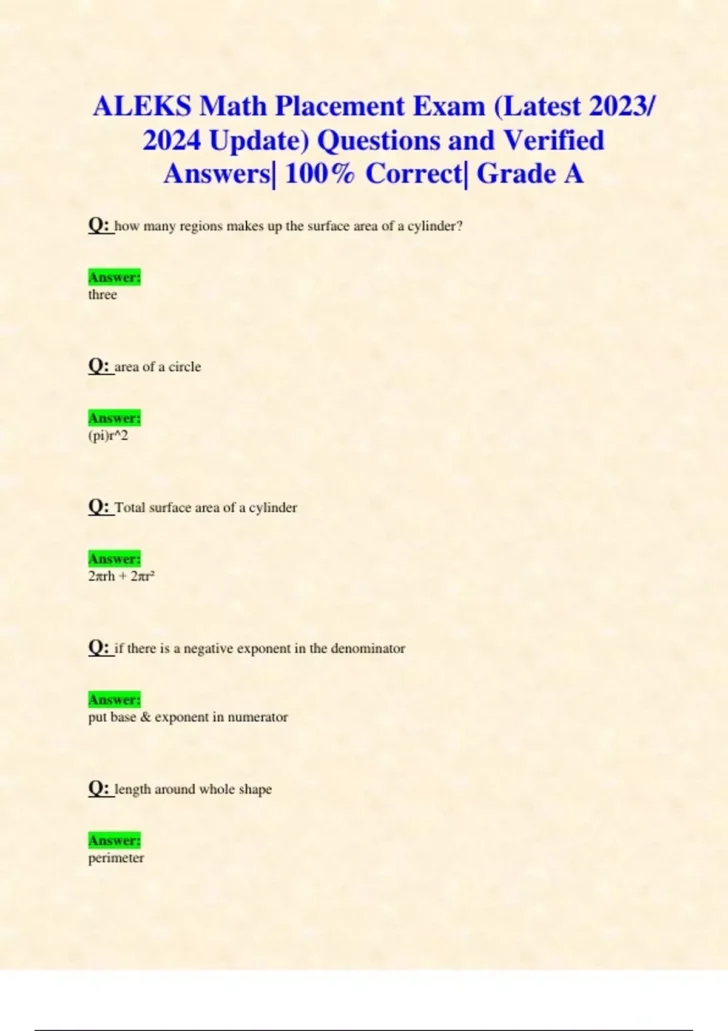 Every Formula You Need For Aleks Exam Printable