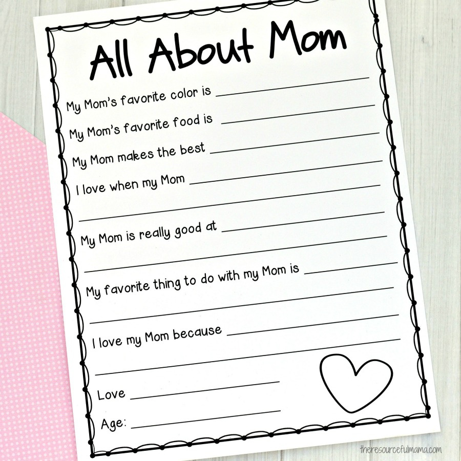 All About Me Mother&amp;#039;S Day Survey {Free Printable For Kids} - The for All About My Mom Printable