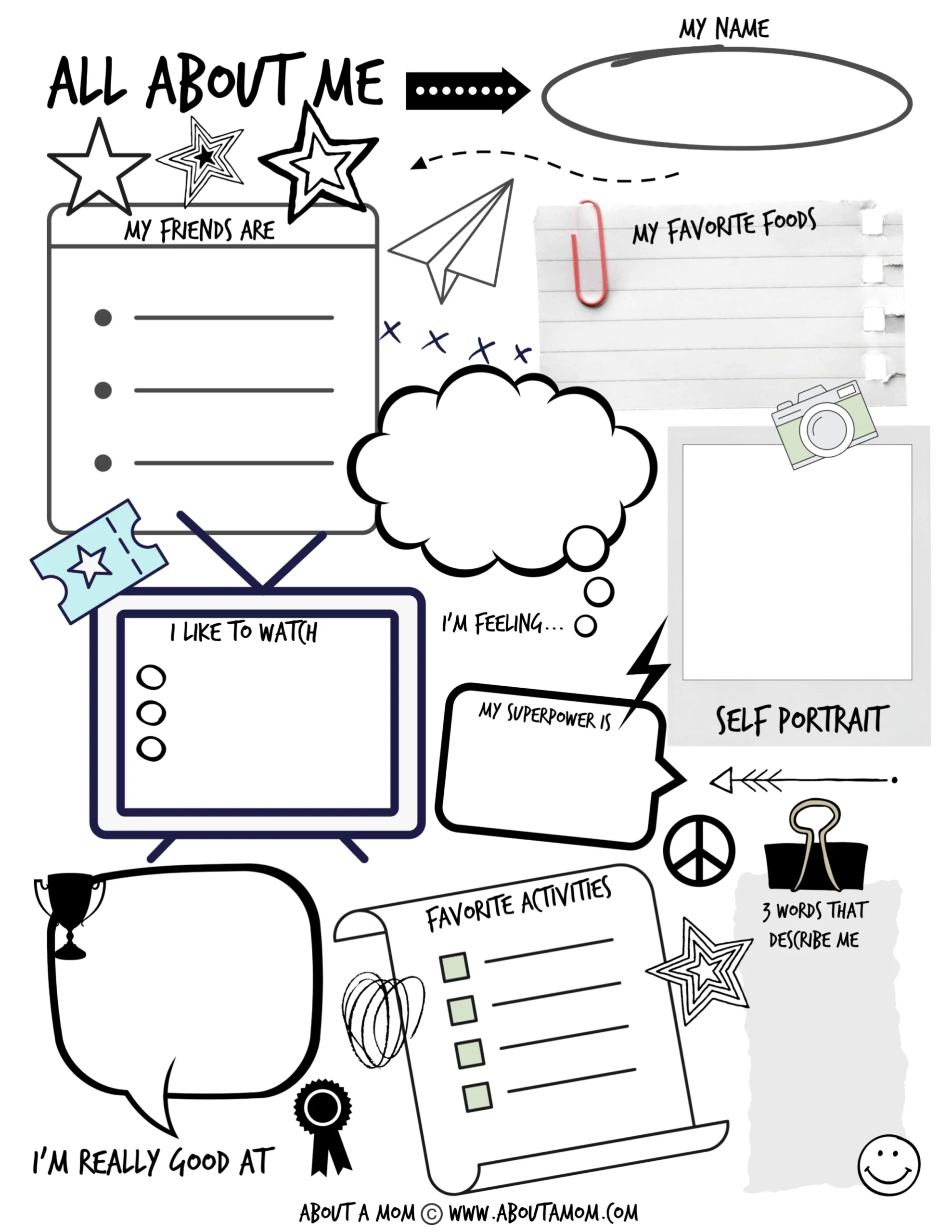 All About Me Printable Activity Page For Kids - About A Mom regarding All About Me Printable