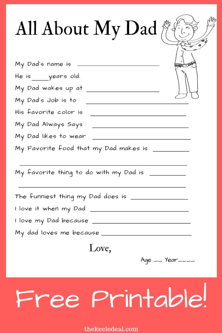 All About My Dad Questionnaire (Free Printable) - The Keele Deal regarding All About Dad Printable