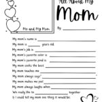 All About My Mom Questionnaire, Mother'S Day Craft, Mother'S Day Within All About Mom Printable