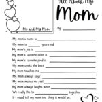 All About My Mom Questionnaire, Mother'S Day Craft, Mother'S Day Within All About My Mom Printable