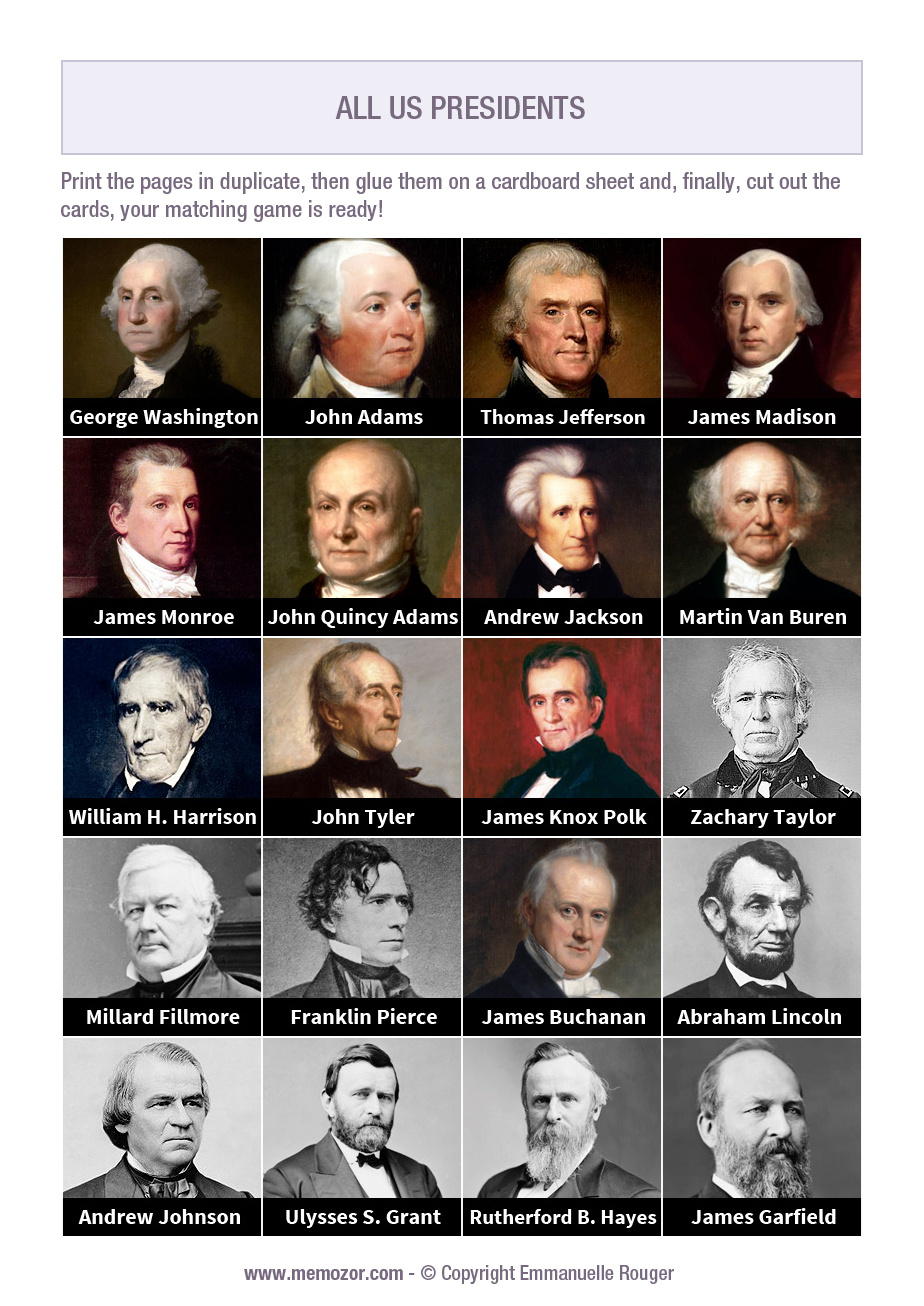 All Us Presidents In Order - Pictures And Names | Memozor for Printable List of Us Presidents in Order