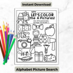 Alphabet Picture Search Coloring Page Alphabet Letter Recognition Pertaining To Printable Alphabet PicturesColor