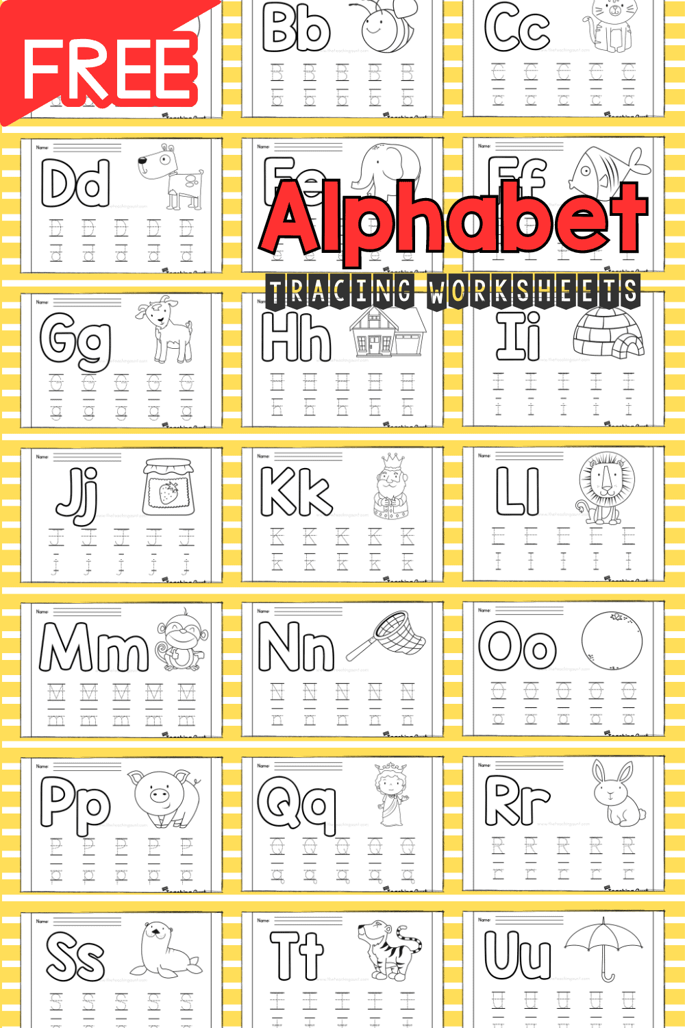 Alphabet Tracing Worksheets - The Teaching Aunt within Free Printable Alphabet Tracing