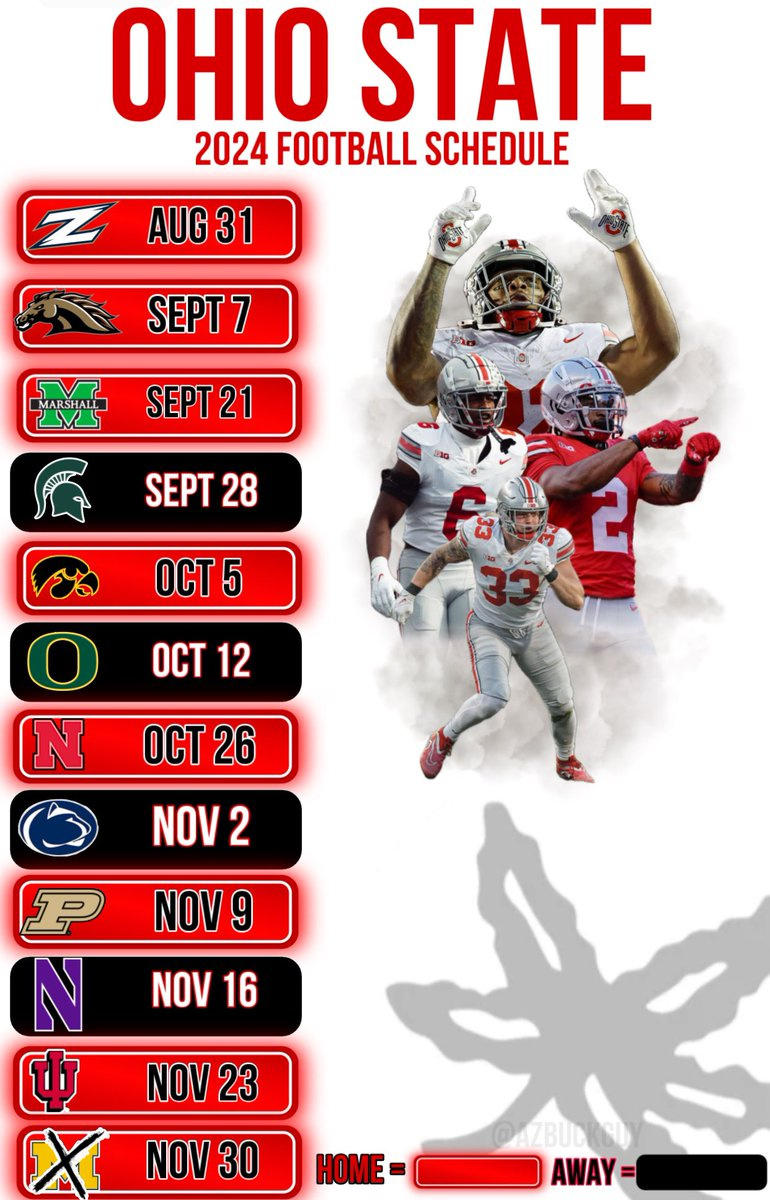 Azbuckguy™ On X: &amp;quot;2024 Ohio State Football Schedule Https://T.co inside Ohio State Football Schedule Printable