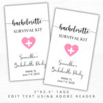 Bachelorette Survival Kit Editable Tag Personalized Bachelorette Throughout Bachelorette Survival Bachelorette Hangover Kit Printable