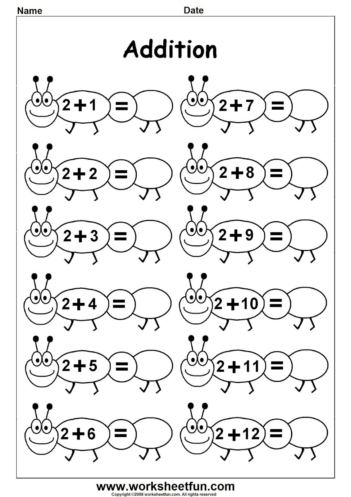 Basic Addition Facts – 8 Worksheets / Free Printable Worksheets in Free Math Printables For Kindergarten