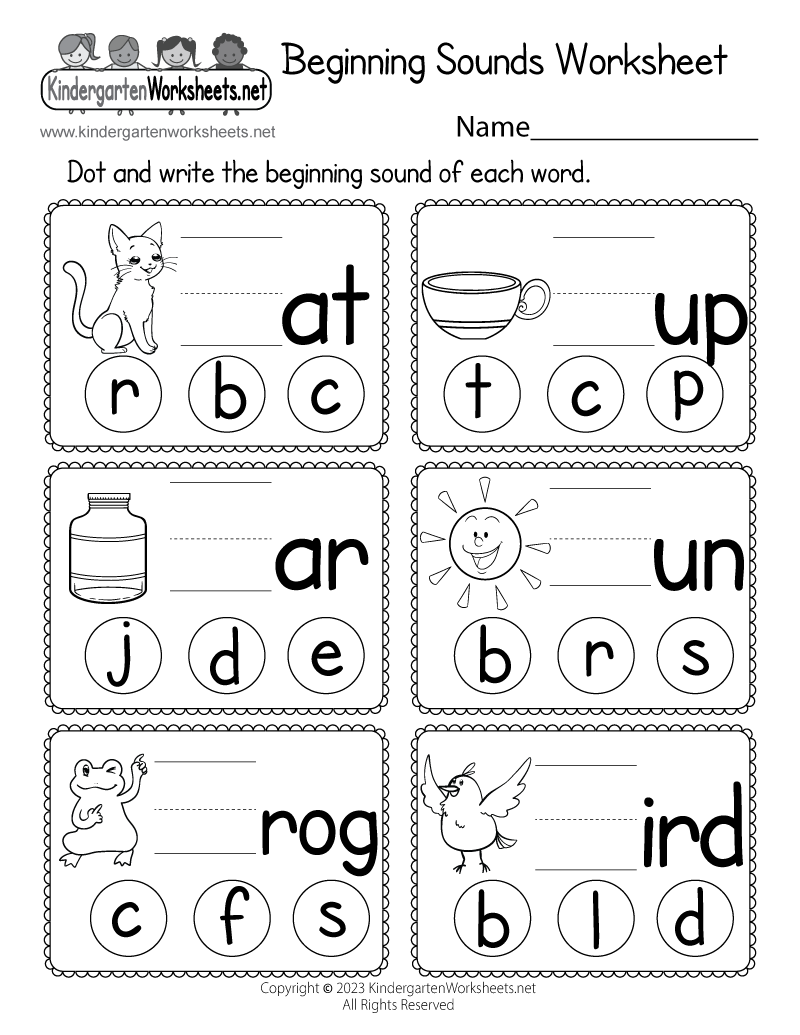 Beginning Sounds Worksheet - Free Printable, Digital, &amp;amp; Pdf in Kindergarten Worksheets Free Printable