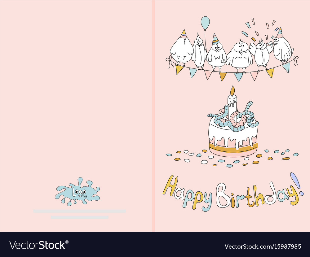 Bereit Für Print Happy Birthday Card Design Vektorbild for Printable Happy Birthday Card