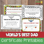 Best Dad In The World Fathers Day Certificates In Father'S Day Awards Printable